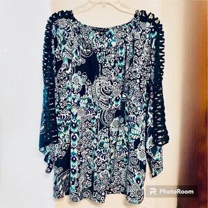 Zac‎ & Rachel Woman Beautiful Floral Boho Long Sleeve Blouse S2X